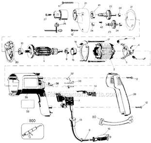 Page A Diagram and Parts List for 2600 Type 100 Black and Decker Electric Drill